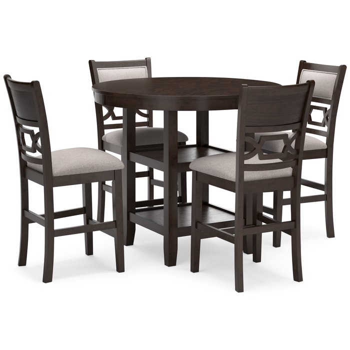 Langwest Brown Counter Height Dining Table and 4 Barstools (Set of 5)