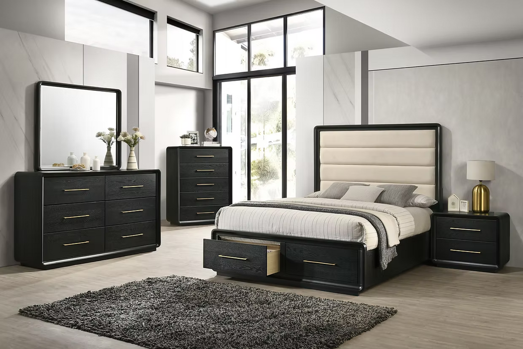 Lunaria Black Upholstered Bedroom Set