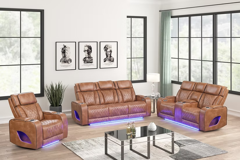 Aurora Brown Power Recliner Living Room Set SAME DAY DELIVERY