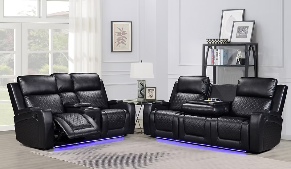 Detroit Black Reclining Living Room Set