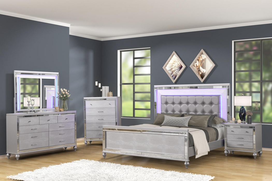 Elmo Silver Queen Bed