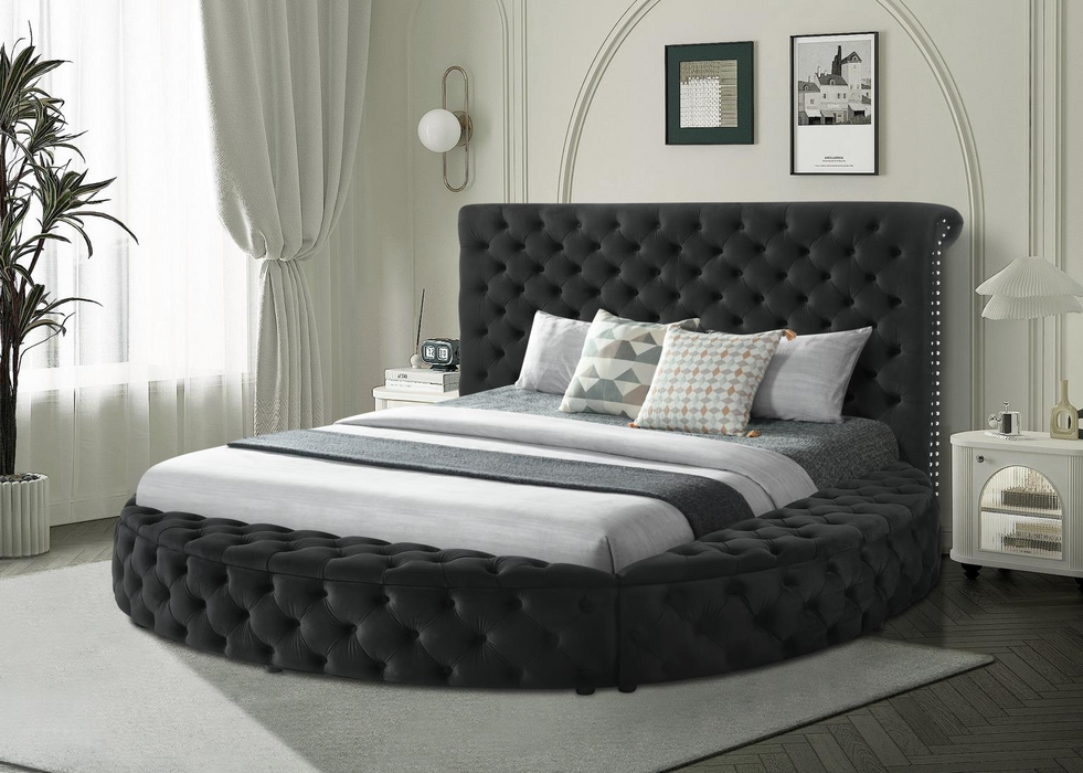 King Black Round Storage Bed