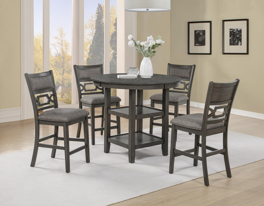 Bruno  Gray Round Counter Height Dining Set (5PC)