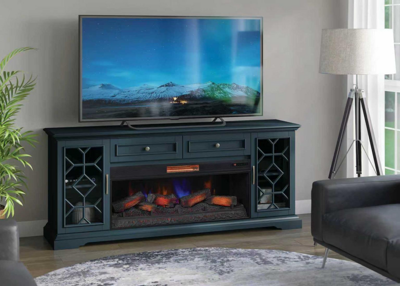 [CLOSEOUT] Blue Fireplace 74"TV Stand