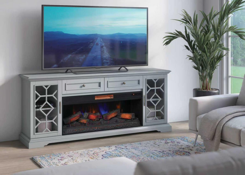 [CLOSEOUT] Gray Fireplace 74"TV Stand