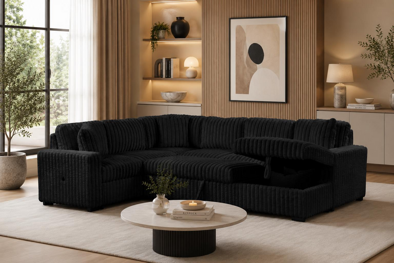 Larry Black 3 Piece Sectional