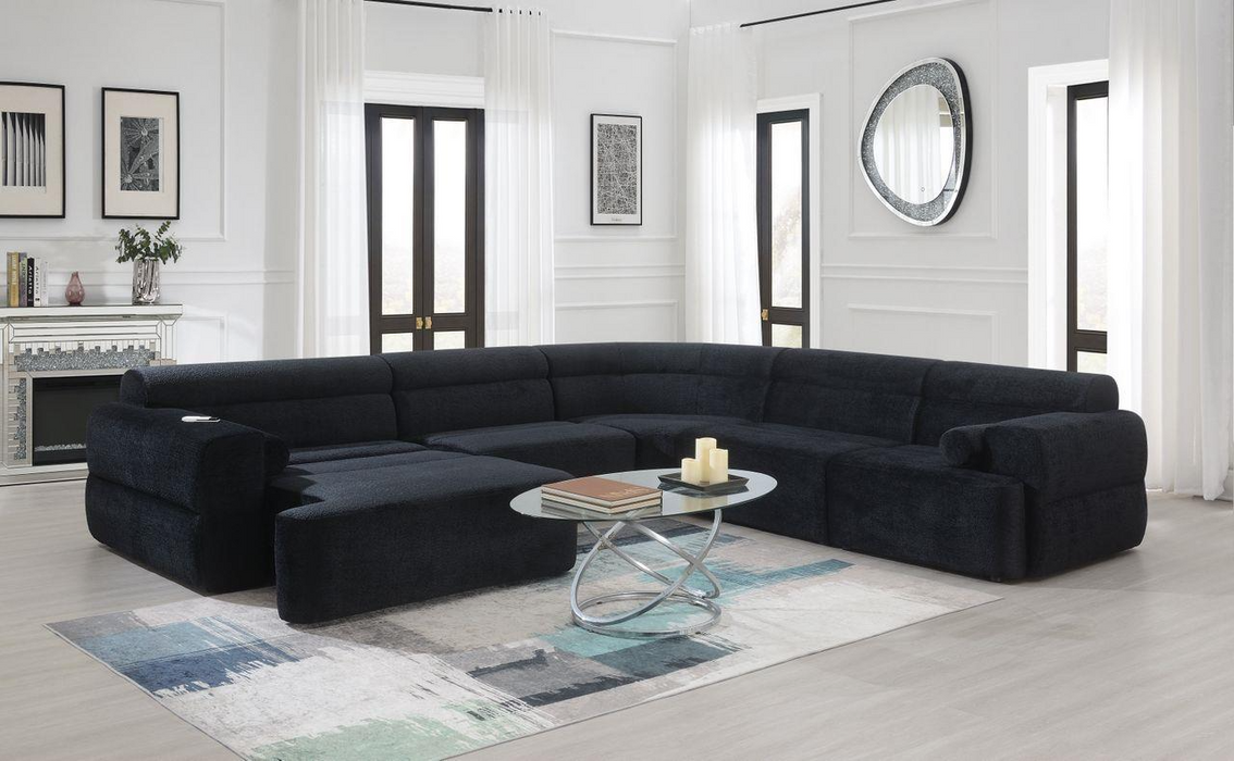 Alaska Black 5 Piece Power Chaise Sectional