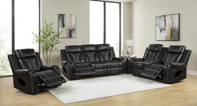 Enzolive Black Reclining Living Room Set
