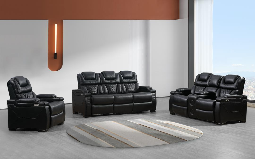 Braden Black Power Reclining Living Room Set