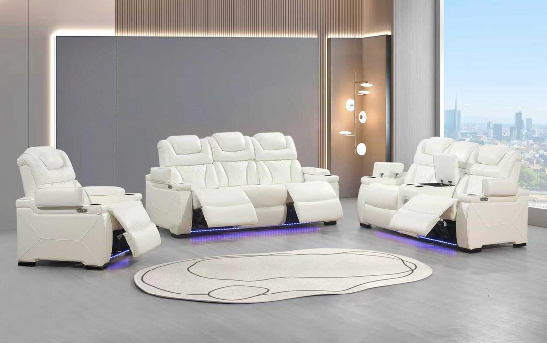 Braden White Power Reclining Living Room Set