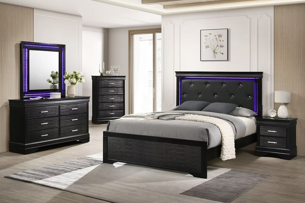 Nora Black LED Panel Bedroom Set