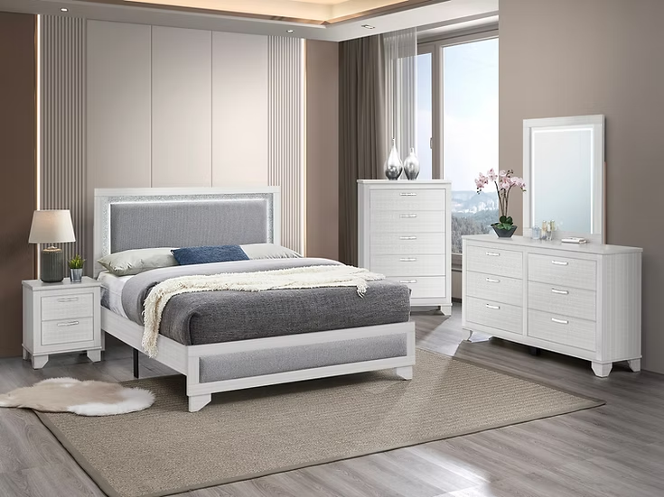 Aya White Platform Bedroom Set