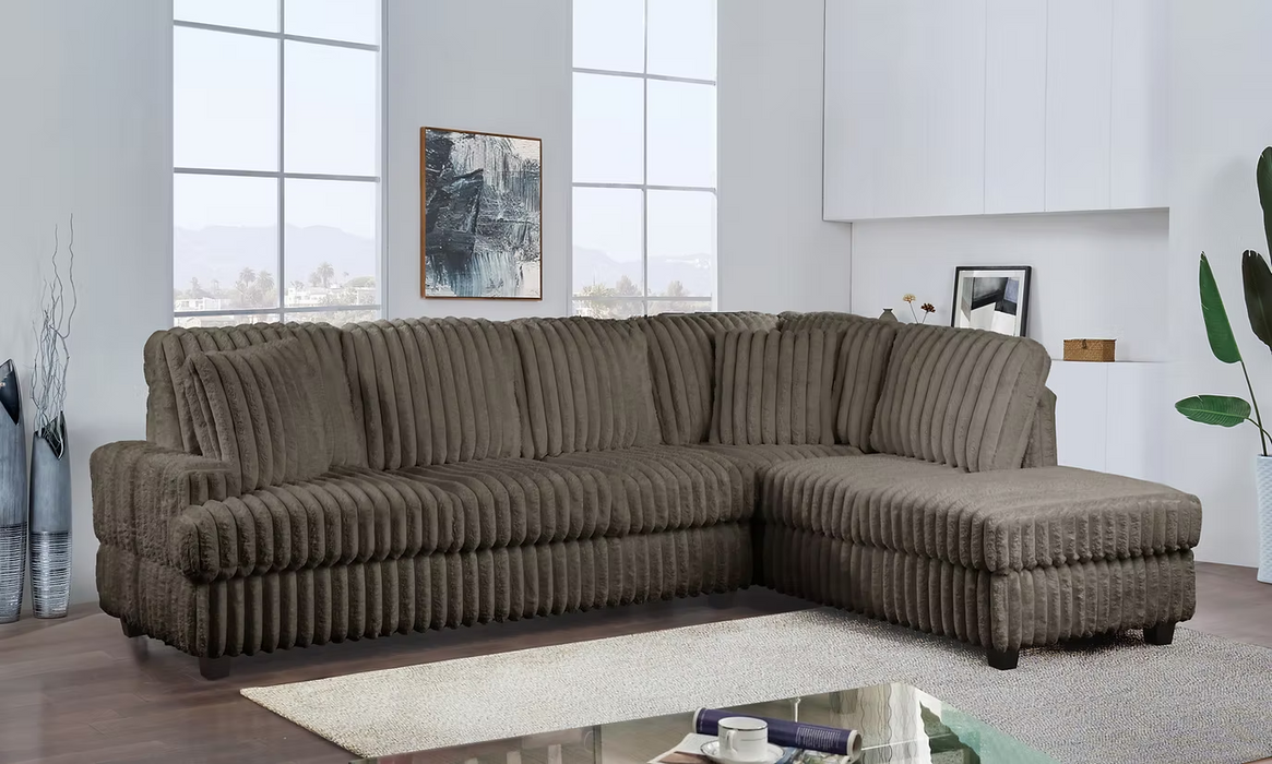 Lisbon Brown 2-Piece Sectional Reversible Chaise