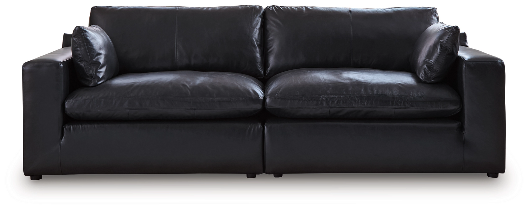Emilia Black Leather 2-Piece Loveseat