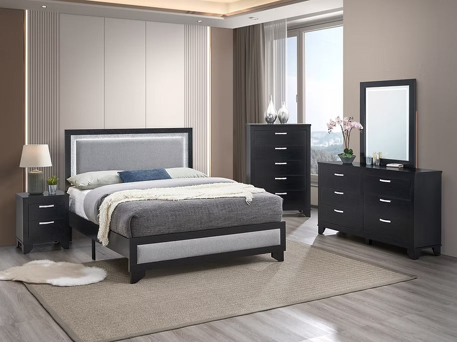 Aya Black Platform Bedroom Set