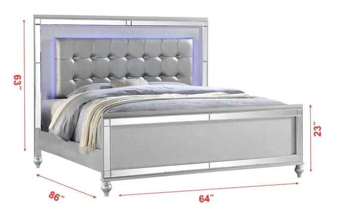 Elmo Silver King Bed