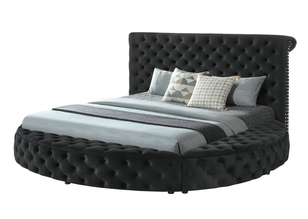 King Black Round Storage Bed