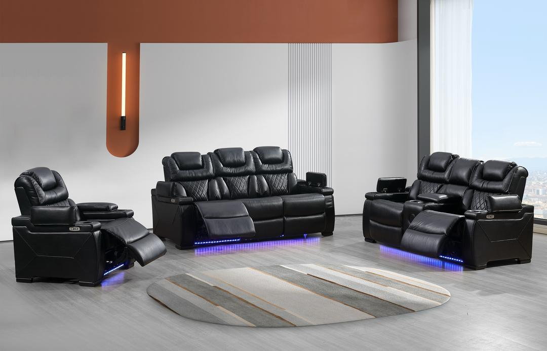 Braden Black Power Reclining Living Room Set