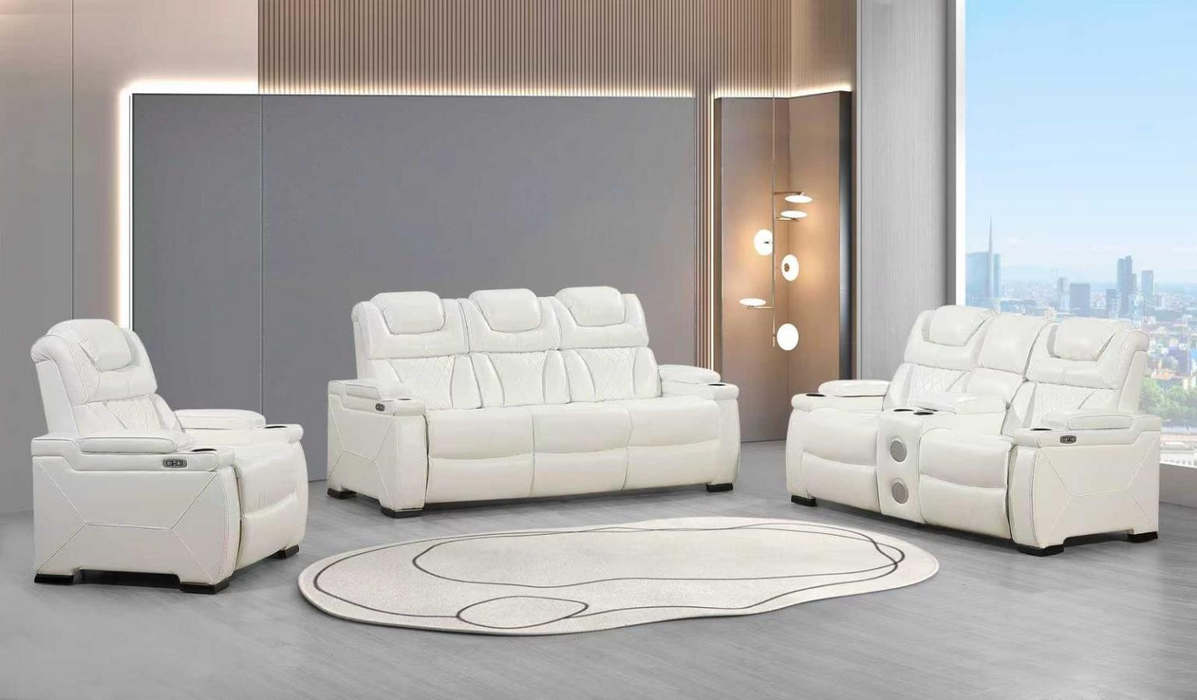 Braden White Power Reclining Living Room Set