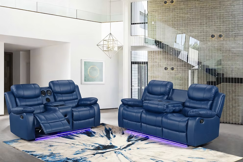 Orlando Blue Manuel Reclining Sofa & Loveseat