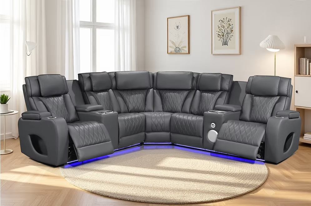 Houston Gray 3 Piece Power Recliner  Sectional