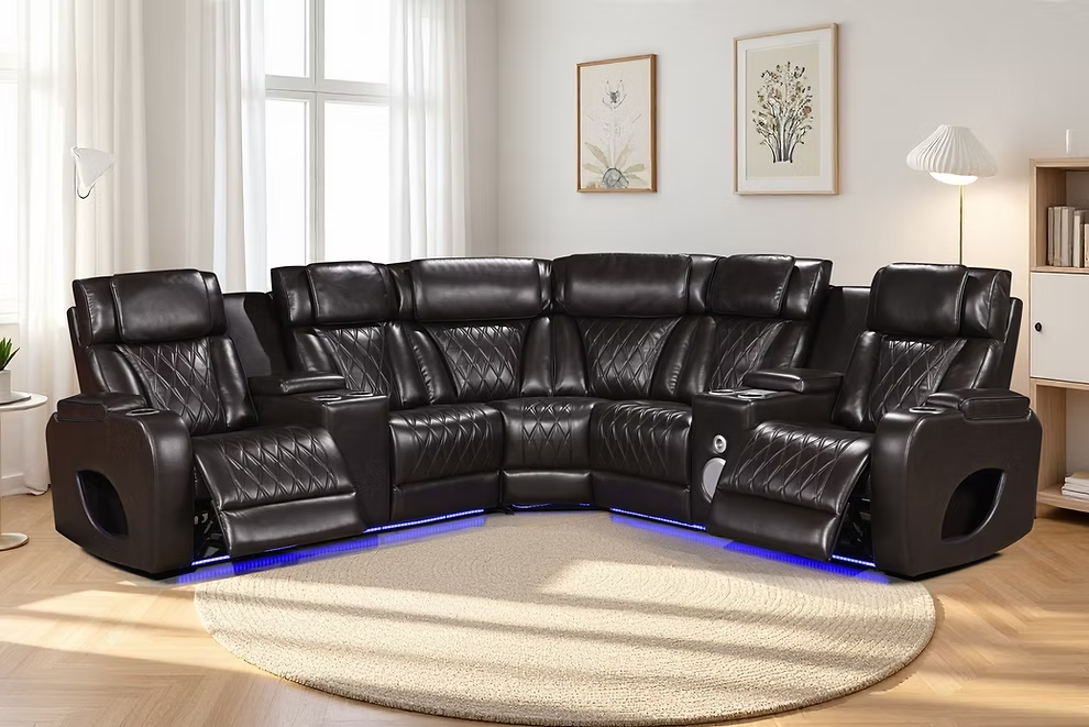 Houston Brown 3 Piece Power Recliner  Sectional