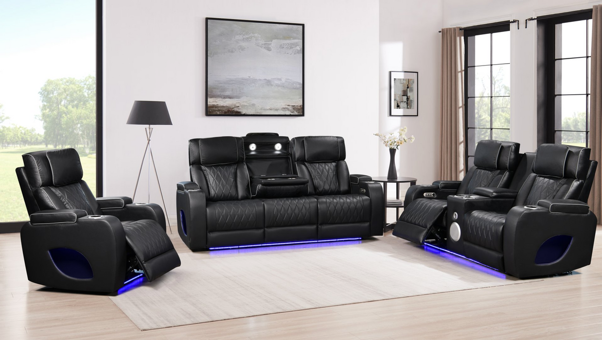 Hialeah Black Power Recliner Living Room Set