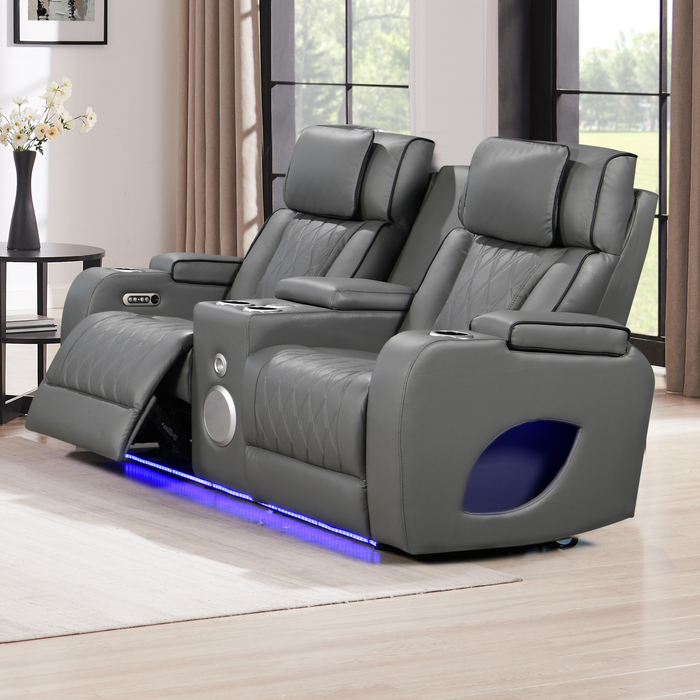 Hialeah Gray Power Recliner Living Room Set