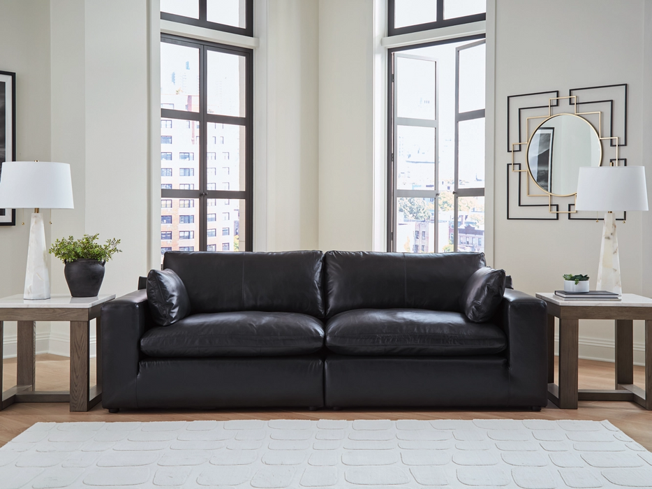 Emilia Black Leather 2-Piece Loveseat