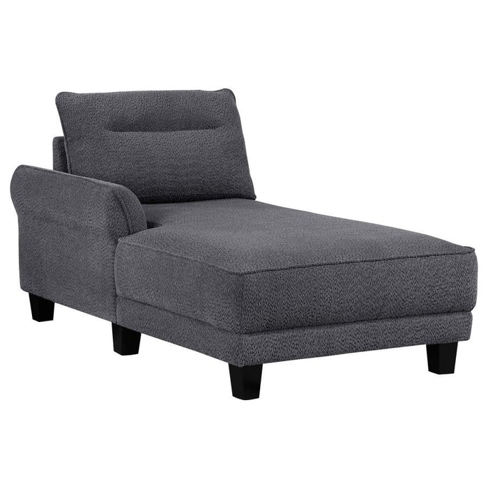 Caspian Upholstered Curved Arm Chaise  Gray Sectional