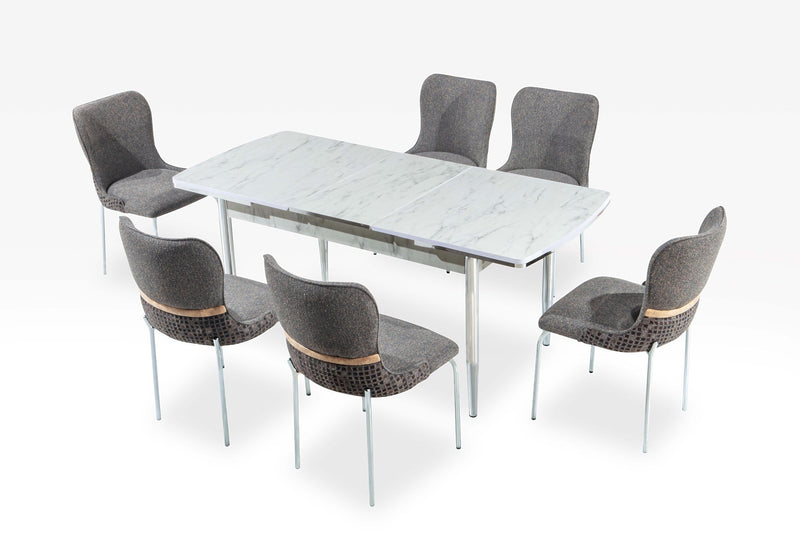 Inci Diningroom (Dining Table & 6 Dining Chair) in Walnut - 115-INC-SET-WL
