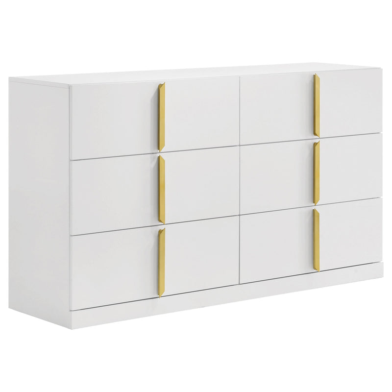 Ines 4-piece Eastern King Bedroom Set Navy and White High Gloss - 223091NVYKE-S4