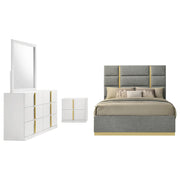 Ines 4-piece Queen Bedroom Set Grey and White High Gloss - 223091GRYQ-S4