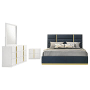 Ines 4-piece Queen Bedroom Set Navy and White High Gloss - 223091NVYQ-S4