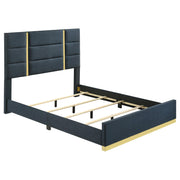 Ines 4-piece Queen Bedroom Set Navy and White High Gloss - 223091NVYQ-S4