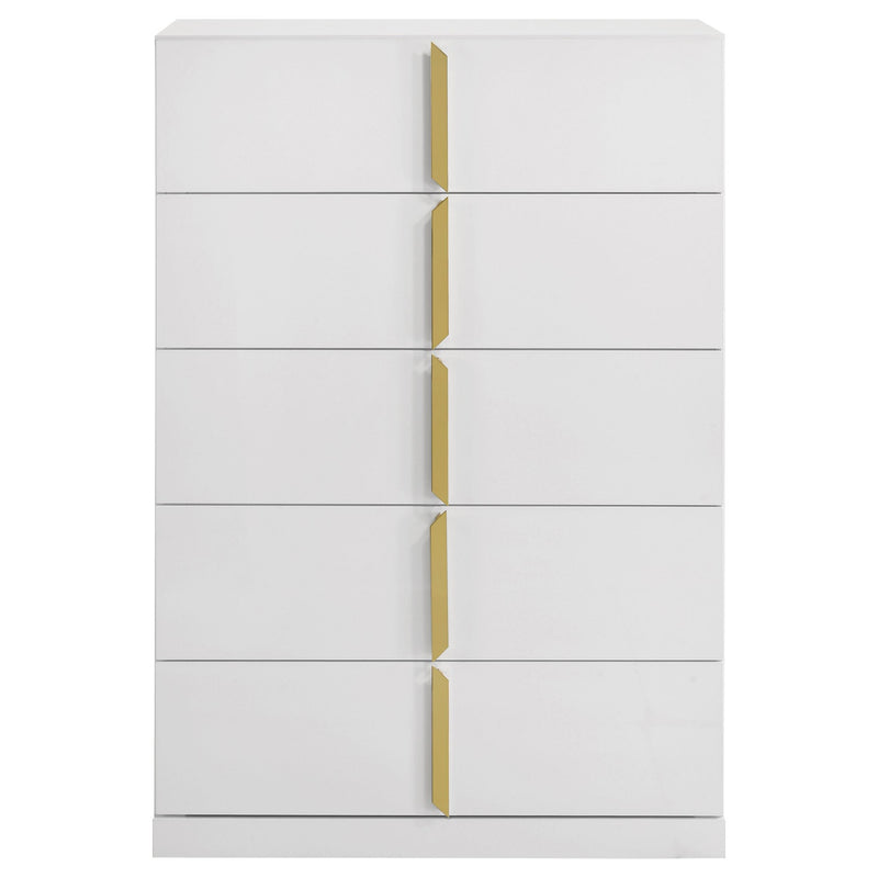 Ines 5-drawer Bedroom Chest of Drawers White High Gloss - 223095