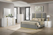 Ines 5-piece Eastern King Bedroom Set Grey and White High Gloss - 223091GRYKE-S5