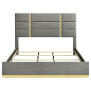 Ines 56-inch Fabric Upholstered Eastern King Panel Bed Grey - 223091GRYKE