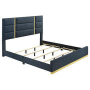 Ines 56-inch Fabric Upholstered Eastern King Panel Bed Navy - 223091NVYKE