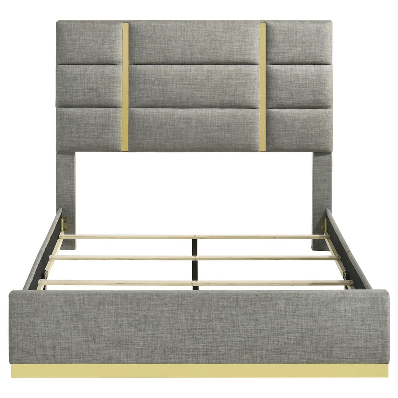 Ines 56-inch Fabric Upholstered Queen Panel Bed Grey - 223091GRYQ