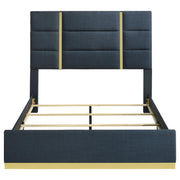 Ines 56-inch Fabric Upholstered Queen Panel Bed Navy - 223091NVYQ