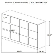 Ines 6-drawer Bedroom Dresser Cabinet White High Gloss - 223093