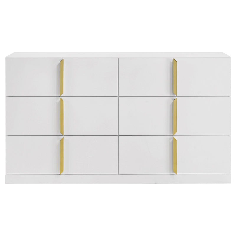 Ines 6-drawer Bedroom Dresser Cabinet White High Gloss - 223093