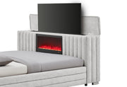 Elias Grey Queen Bed With Immersive Sound Speaker, Led, Tv Lift & Fp - ELIAS-GREY-QB W/ IS LED TV LIFT FP