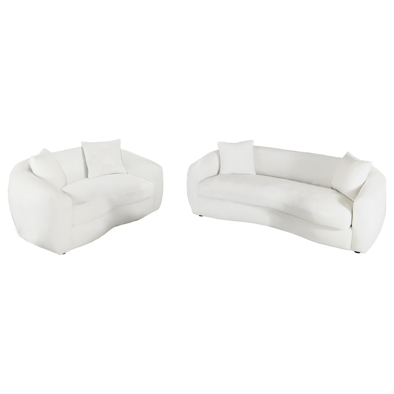 Isabella 2-piece Faux Sheepskin Upholstered Sofa Set Natural - 509871-S2