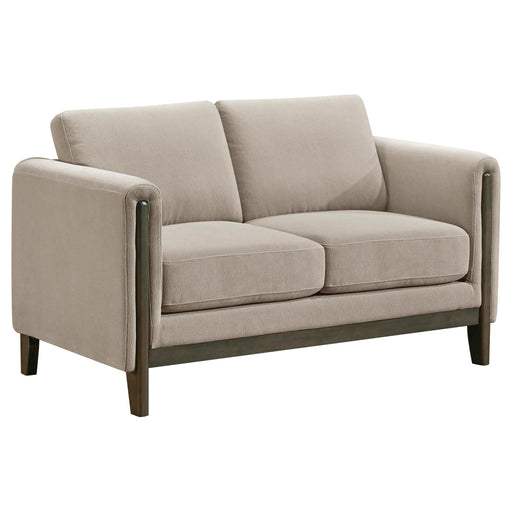 Islington Fabric Upholstered Panel Arm Loveseat Taupe - 511102