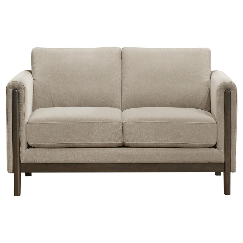 Islington Fabric Upholstered Panel Arm Loveseat Taupe - 511102