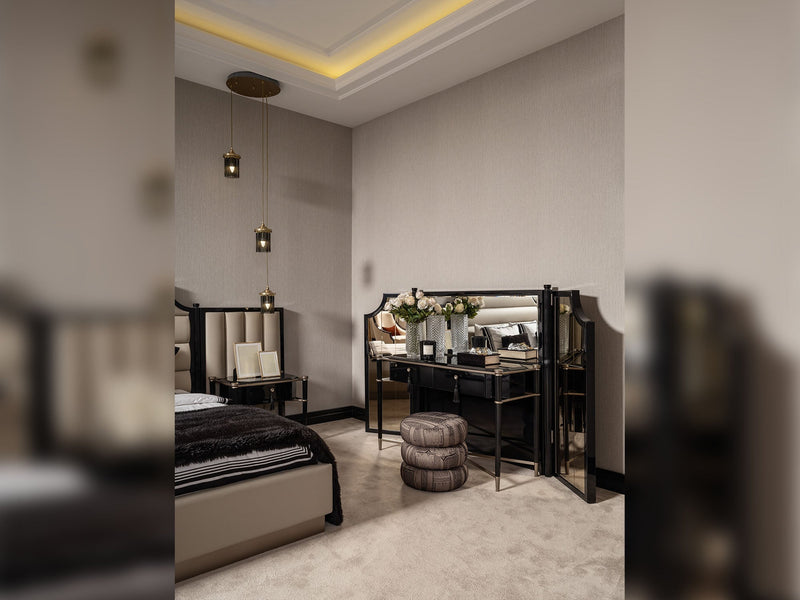 Istanbul Bedroom (Queen Frame With Headboard & Dresser With Mirror & Ottoman & 2 Nightstand & Bench) - 200-GAB-IST-QBED-SET