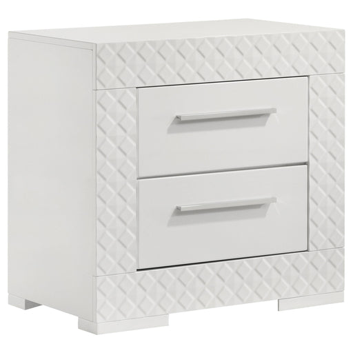 Ives 2-drawer Nightstand Bedside Table White High Gloss - 224942