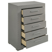 Ives 5-drawer Bedroom Chest of Drawers Grey High Gloss - 224975